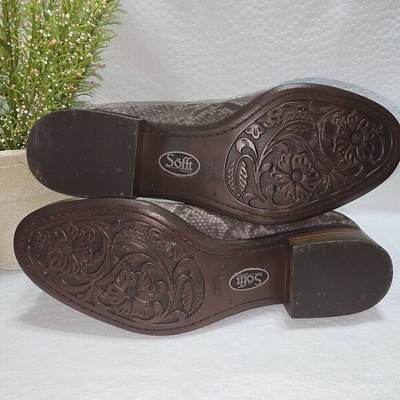 SOFFT WOMENS SEVERN LOAFER GRAY TAUPE SUEDE SNAKE SKIN SLIP ON LOAFERS SIZE 7.5 - Picture 2 of 8